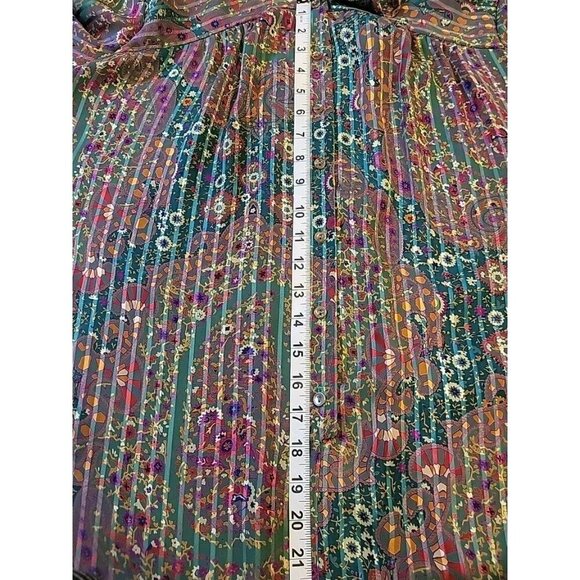 Lady Jennifer Kaftan Style Long Button Dress 18 XXL Paisley Floral Green Bow EUC - Picture 10 of 15